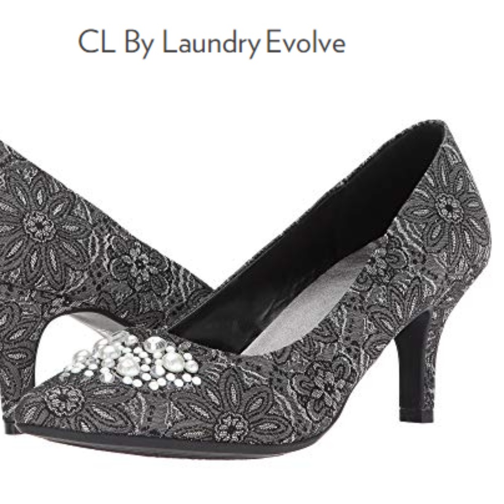 NIB Brocade Black 2.5" heel Sz. 8